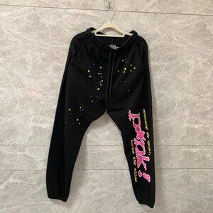 Sp5der P*NK black cotton casual sweatpants